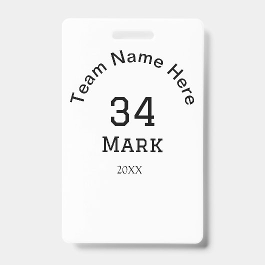 teamnaam voeg spelernaam datum sport mannen toe badge (Voorzijde)