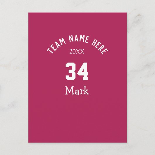 teamnaam voeg spelernaam datum sport mannen toe briefkaart (Voorkant)
