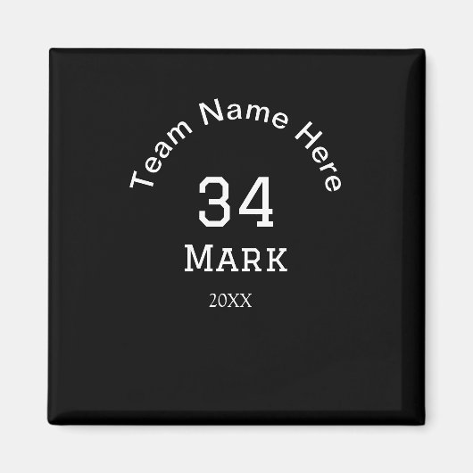 teamnaam voeg spelernaam datum sport mannen toe magneet (Voorkant)