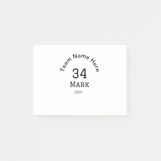 teamnaam voeg spelernaam datum sport mannen toe post-it® notes (Voorkant)