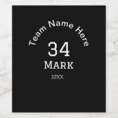 teamnaam voeg spelernaam datum sport mannen toe wijn etiket (Enkel label)