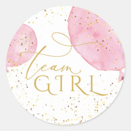 Teamroze ballonnen ronde sticker