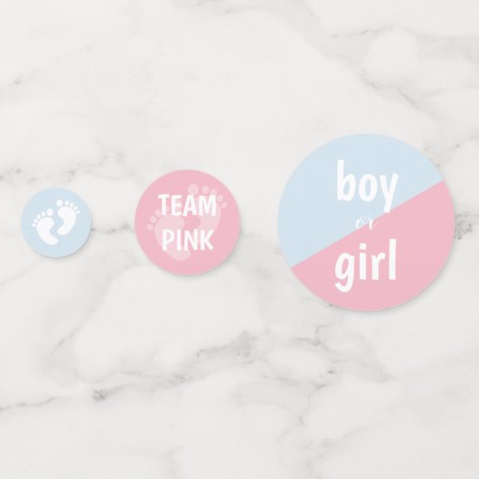 Teamroze en team Blauwe Genderpartij Confetti (Achterkanten)