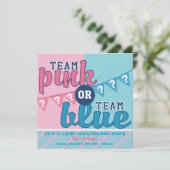 Teamroze of blauw geslacht onthullen de uitnodigin kaart (Staand voorkant)