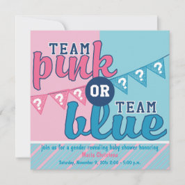 Teamroze of blauw geslacht onthullen de uitnodigin kaart