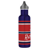 Teamspierrode en blauwe sportstripes waterbodem waterfles  (Links)