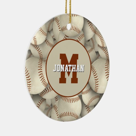 teamsport gepersonaliseerd honkbalsoftbal keramisch ornament (Rechts)
