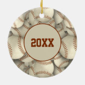 teamsport gepersonaliseerd honkbalsoftbal keramisch ornament (Achterkant)