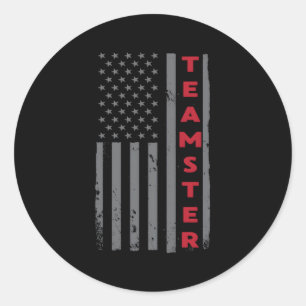 Teamster American Flag Patriotic Truck Driver UT Ronde Sticker