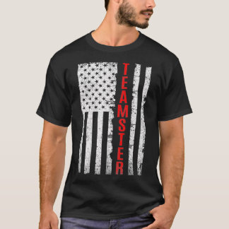 Teamster Proud American Flag Disted T-shirt