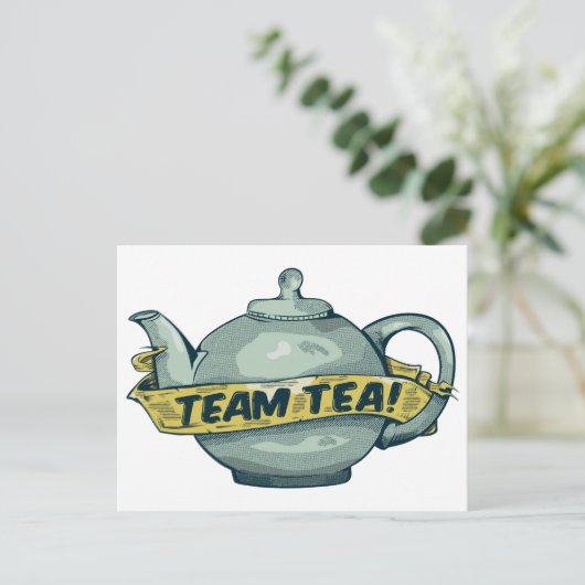 Teamtheepot voor theeliefhebbers briefkaart (Staand voorkant)