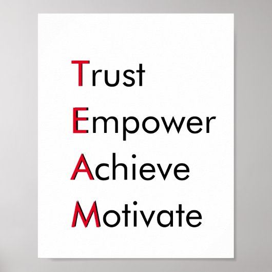 TEAMWAARDEN – Vertrouwen, empowerment, bereiken, m Poster (Voorkant)