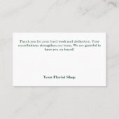 Teamwaardering: Bloemist Shop Dank u Visitekaartje (Achterkant)