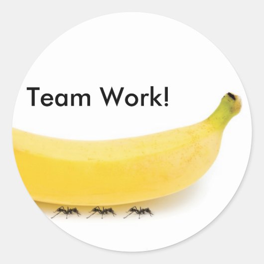 Teamwerk Banaan & Mieren - Grappig Ronde Sticker (Voorkant)