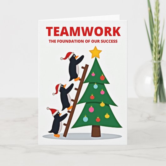Teamwerk Bouwt Kerstsucces Kaart (Voorkant)