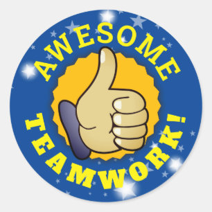 Teamwerk duikt op werknemers-herkenningspstickers ronde sticker