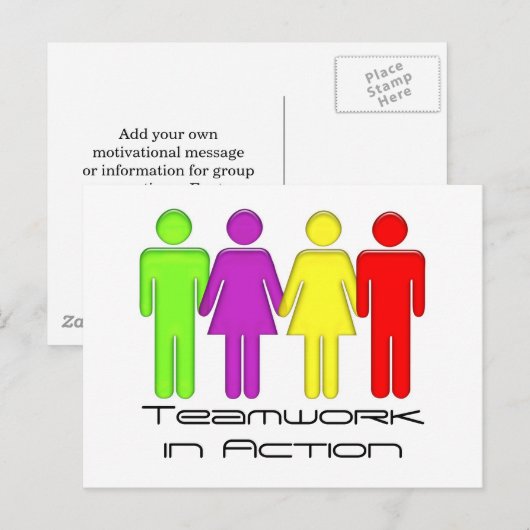 Teamwerk komt samen briefkaart (Voorkant / Achterkant)