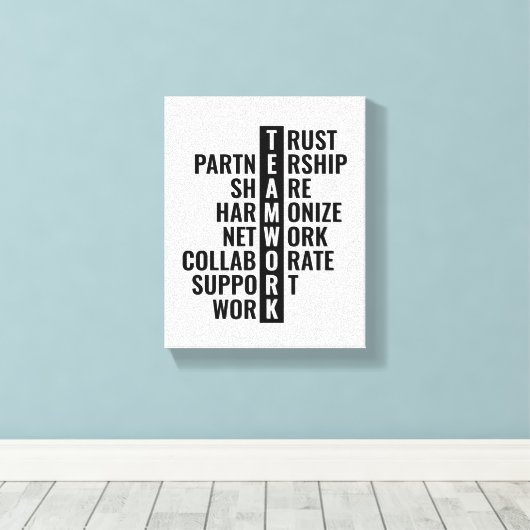 Teamwerk Quote voor Kantoor- en thuiswandkunst Canvas Afdruk (Insitu (Houten vloer))