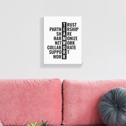 Teamwerk Quote voor Kantoor- en thuiswandkunst Canvas Afdruk (Insitu (Woonkamer))