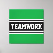 TEAMWORK Athletic Green Zwart Wit Racing Stripes Canvas Afdruk (Voorkant)