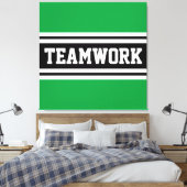 TEAMWORK Athletic Green Zwart Wit Racing Stripes Canvas Afdruk (Insitu (Slaapkamer))