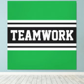 TEAMWORK Athletic Green Zwart Wit Racing Stripes Canvas Afdruk (Insitu (Houten vloer))