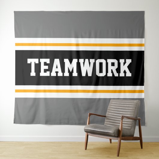 TEAMWORK Athletic Grey Zwart Wit Racing Stripes Wandkleed (In Situ (horizontaal))