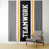 TEAMWORK Athletic Grey Zwart Wit Racing Stripes Wandkleed (In situ)