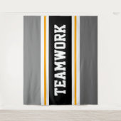 TEAMWORK Athletic Grey Zwart Wit Racing Stripes Wandkleed (Voorkant)