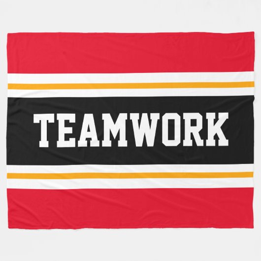 TEAMWORK Athletic Helder Rood Zwart Wit Strepen Fleece Deken (Voorkant (Horizontaal))