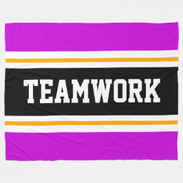 TEAMWORK Athletic Helder Roze Zwart Wit Strepen Fleece Deken