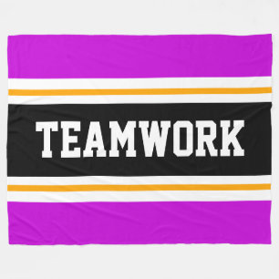 TEAMWORK Athletic Helder Roze Zwart Wit Strepen Fleece Deken