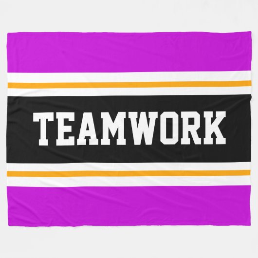 TEAMWORK Athletic Helder Roze Zwart Wit Strepen Fleece Deken (Voorkant (Horizontaal))