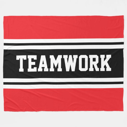 TEAMWORK Athletic Red Black White Racing Stripes Fleece Deken (Voorkant (Horizontaal))