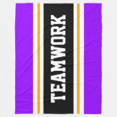 TEAMWORK Atletische Paarse Zwart Wit Strepen Fleece Deken (Voorkant)
