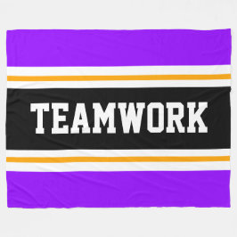 TEAMWORK Atletische Paarse Zwart Wit Strepen Fleece Deken