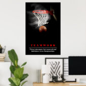 Teamwork Basketbal Motivatie Inspirerend Poster (Thuiskantoor)