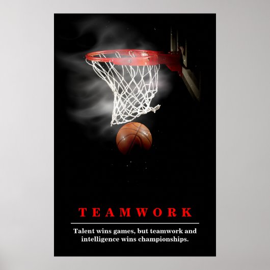 Teamwork Basketbal Motivatie Inspirerend Poster (Voorkant)