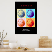 Teamwork Basketbal Motivatie Sport Pop Art Poster (Keuken)