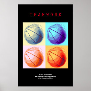 Teamwork Basketbal Motivatie Sport Pop Art Poster