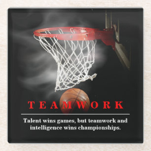 Teamwork Basketbal Motiverend Inspirerend Glazen Onderzetter