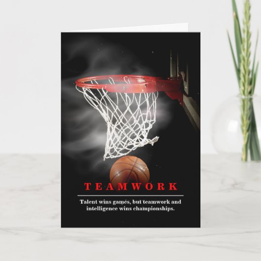 Teamwork Basketbal Motiverend Inspirerend Kaart (Voorkant)