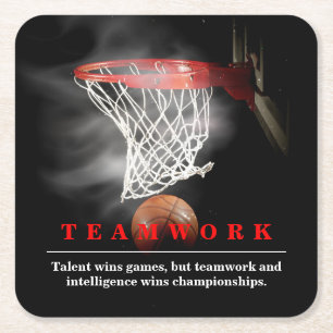 Teamwork Basketbal Motiverend Inspirerend Kartonnen Onderzetters
