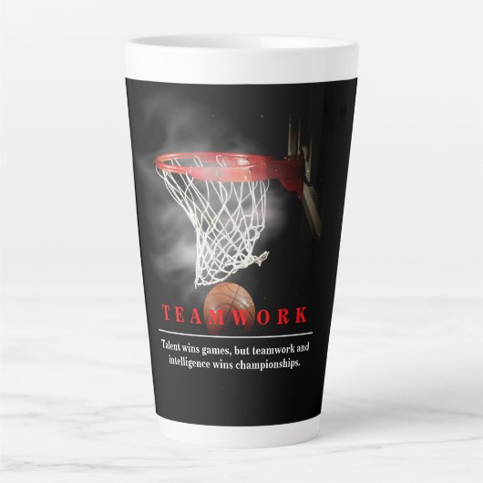 Teamwork Basketbal Motiverend Inspirerend Latte Mok (Voorkant)