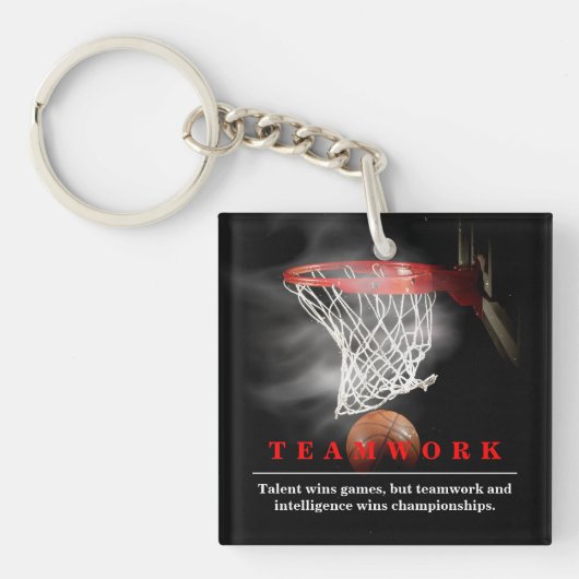 Teamwork Basketbal Motiverend Inspirerend Sleutelhanger (voorkant)