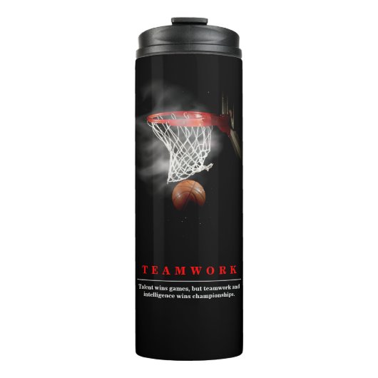 Teamwork Basketbal Motiverend Inspirerend Thermosbeker (Voorkant)