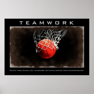 Teamwork Basketball Motivatie Poster