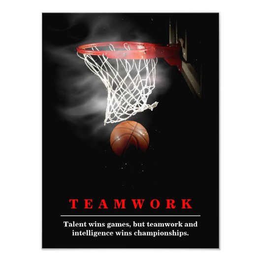 Teamwork Basketball Motivational Inspirational Foto Afdruk (Voorkant)