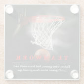 Teamwork Basketball Motivational Inspirational Glazen Onderzetter (Achterkant)