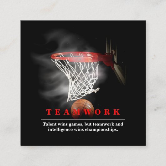 Teamwork Basketball Motivational Inspirational Informatiekaartje (Voorkant)